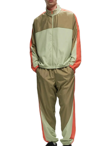 Conjunto Deportivo para Hombre con Bloques de Color, Chaqueta Cortavientos con Cierre Completo, Pantalones Deportivos Ligeros de Poliéster para Correr - Product Image 1