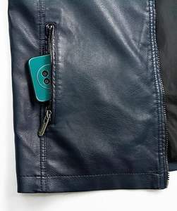 Veste de moto en cuir véritable de haute qualité design personnalisé manteau de motard en toile à col montant et fermeture éclair pour hommes OEM - Product Image 5