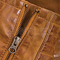 Veste d'hiver décontractée pour homme en cuir de vachette respirant avec col rabattable et fermeture éclair, style urbain tendance avec lettres – Grande Vente