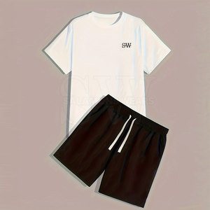 Athletic Inspired T-Shirt And Shorts <b>Set</b> Men Comfortable Breathable Material Suitable For Gym Workout Sports Training - Product Image 2