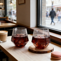 Verre à vin en plastique sans pied octogonal diamanté 12oz sans BPA incassable – Tasse à vin en plastique pour la vente en gros avec logo personnalisé