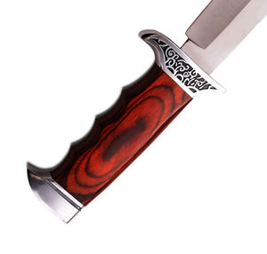 Handmade Custom Bowie Knife with D2 Steel Fixed Blade and Etched Guard Pakka Wood Handle and <b>Leather</b> Sheath OEM Support. - Product Image 3