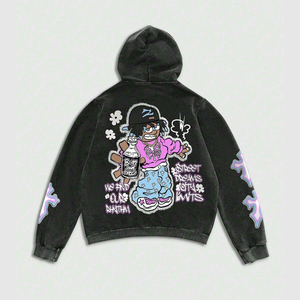 Wholesale Custom Men Rhinestone Hoodies DTG DTF Sublimation Printing Streetwear Fleece Sweatshirt OEM - Product Image 2