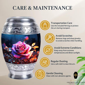 Urna Funeraria Ecológica de Estilo Europeo y Americano con Diseño de Rosa Rosa HD para Cenizas Humanas, 10 Pulgadas - Product Image 6