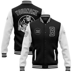 Hip Hop Moda Streetwear Chaqueta de gran tamaño Logotipo en relieve personalizado Letterman Chaqueta de béisbol Hombres Varsity Jacket - Product Image 6