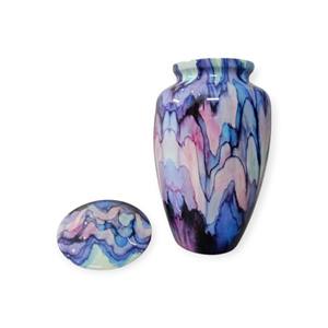 Urna Funeraria Abstracta Verde Azul con Acabado Craquelado y Efecto Mármol Artístico para Exhibición Conmemorativa Moderna - Product Image 6