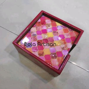 Sous-verres en bois revêtus d'émail en vrac Solutions de décoration pour sous-verres promotionnels - Product Image 1