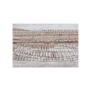 Tapis en laine et viscose tufté à la main, blanc ivoire, motif abstrait rayé rectangulaire pour salon ou couloir - Tra-15258 - Product Image 3