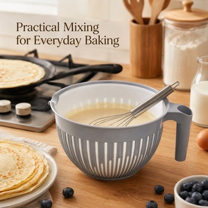 Afossa Modern <b>Plastic</b> Mixing Bowl 2.5L with Handle Pour Spout Eco-Friendly & Dishwasher Safe for Baking Batter Prep <b>Kitchen</b> Use - Product Image 5