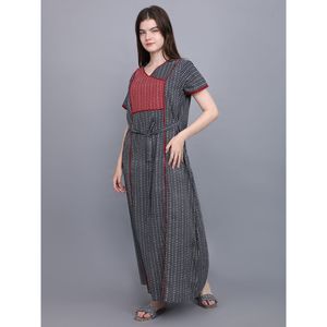 Chemise de nuit longue Evolve pour femme 100 % coton gris, ultra douce, à manches courtes, décontractée et confortable - Product Image 5