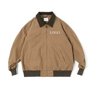 OEM Custom logo 2024 Men's <b>Canvas</b> <b>Jacket</b> Vintage Casual Workwear <b>Jackets</b> Custom <b>Canvas</b> Corduroy Neck Men Work <b>Jacket</b> - Product Image 1