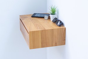 Hot Selling Solid Walnut Floating Nightstand Handmade <b>Wall</b> <b>Mounted</b> Hanging Furniture for Bedroom Dining Bathroom Hall Home Use - Product Image 2