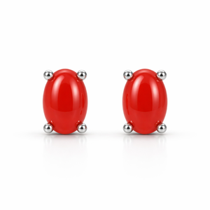 Pendientes de botón de ónix rojo cabujón de corte ovalado Rhaya Jewels al por mayor, joyería de piedras preciosas naturales, plata de ley chapada en rodio - Product Image 1