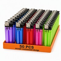 Briquet jetable à silex transparent pour cigarettes et allumage de bougies, prix de gros