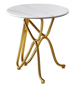 Mesa auxiliar redonda de Metal tradicional de latón AK con acabado dorado con tapa de mármol, mesa Premium para muebles para el hogar/acento de muebles - Product Image 5