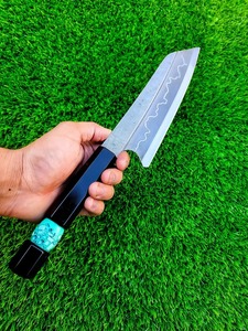 Cuchillo Santoku bellamente diseñado, disfraz de cuchillos de cocina de acero al carbono, mango de resina, regalo DIY para padres Chefs, personalización OEM - Product Image 4