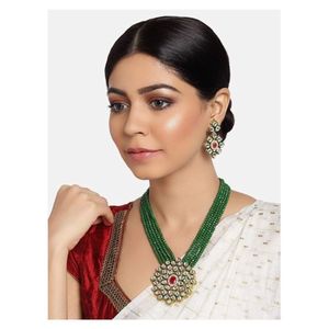 Geometric Rhinestone & Freshwater <b>Pearl</b> <b>Necklace</b> <b>Set</b> for Special Occasions - Product Image 2