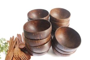 Meilleures ventes de bols de noix de coco écologiques faits à la main en bambou design moderne et durable usage domestique vaisselle pour smoothie salade de riz - Product Image 4