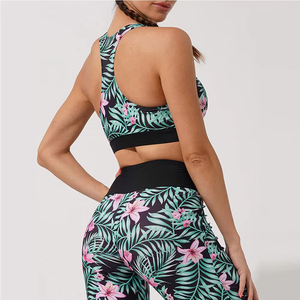 Women's Elastic Waist Yoga <b>Leggings</b> Bra Set Mid Waist <b>Seamless</b> and Stylish Fitness Wear with Solid Pattern - Product Image 6