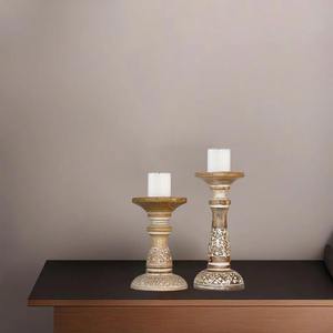 Candelabros de Madera de Última Generación con Madera de Primera Calidad, Diseño Antiguo, Candelabros de Madera Artesanales para Mesa (Juego de 2) - Product Image 3