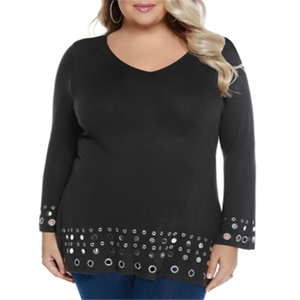 Tunica da Donna Taglie Forti Belldini in Grigio 3X, Camicetta e Camicia con Maniche a Campana Decorate - Product Image 1