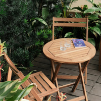 Ensemble table et chaises pliantes en bois pour le café en plein air et le balcon offrant un design compact et une structure durable