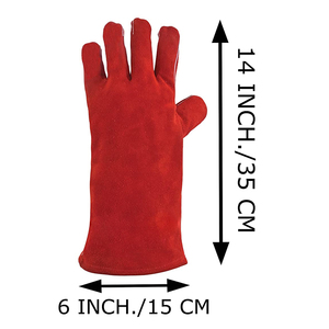 Guantes de cuero de vaca divididos OEM para soldadura Mig, guantes de soldadura resistentes al calor a la abrasión de alta calidad - Product Image 3