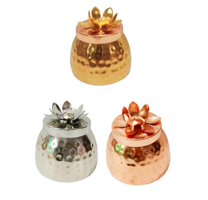 Promoción 3 piezas de diferentes tamaños con frutero seco martillado de latón para tapa de diseño floral con producto de venta - Product Image 4