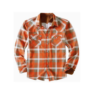 Camisa personalizada a cuadros de 100% algodón y lana, Camisa de franela de manga larga al por mayor para hombre, ropa informal, camisa de vestir - Product Image 2