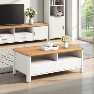 Mesa de Centro Moderna Estilo Farmhouse de 1.2M, Convertible, Duradera, de Piedra Sinterizada, Mueble Móvil para Sala de Estar, Uso Doméstico, Entrada - Product Image 1