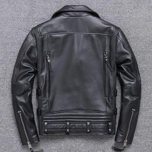 Sales Classic Motor Biker <b>Genuine</b> <b>Leather</b> <b>Jacket</b> Slim Cowhide Coat Fashion Vintage <b>Leather</b> Clothing Plus Size Men's <b>Jacket</b> - Product Image 2