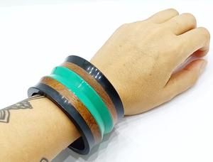 Kaimei 2025 Joyería de Moda, Brazaletes de Resina Acrílica con Patrones Gruesos Chapados en Oro para Mujer, Brazalete Irregular para Boda, Ecológico - Product Image 6