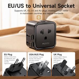 Adaptador de Viaje <span class=keywords><strong>Yesido</strong></span> MC46, Adaptador de Viaje Universal Portátil, Se Convierte a EE. UU. o UE - Product Image 3