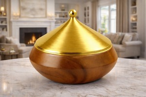 Olla Caliente de Madera con Tapa Plateada y Base de Madera para Eid, Vajilla, Cazuela - Product Image 6