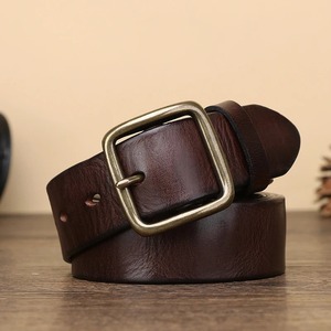 Ceinture en cuir vintage de luxe faite à la main avec acier cuivre pour boucle rétro ceintures souples assorties pour hommes jeans décontractés et utilisation lombaire - Product Image 4