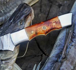 Couteaux à filet en acier damassé faits à la main avec gaine en acier inoxydable personnalisée bricolage poignée en os de coupe pour anniversaire - Product Image 4