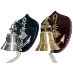Campana colgante de pared náutica, campanas de ancla de barco de Latón chapado en oro con cuerda, campana de mano colgante, artículo decorativo para el hogar de alta calidad - Product Image 1