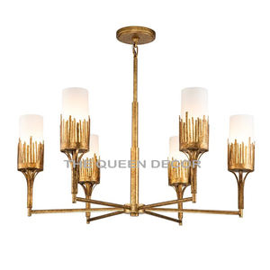 Style fantaisie fer métal forme Unique finition argent Design feuillu lustre décoratif lampe effet d'éclairage élevé - Product Image 6