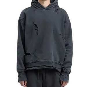 Sweats à capuche personnalisés à coupe régulière, délavés à l'acide et usés pour hommes avec logo personnalisé, 100% coton, service ODM d'hiver - Product Image 1