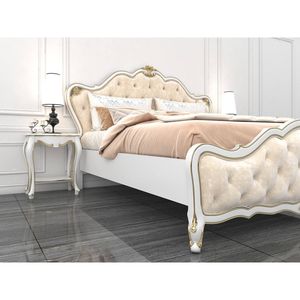 Lit Classique Antique Français-Blanc Duco Acajou Peint-222 - Product Image 5