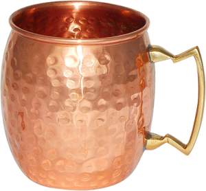 Tasse à mule de Moscou en métal de 450ml avec impression de logo personnalisé tasse en cuivre pur 100% martelé avec poignée en laiton verres - Product Image 3
