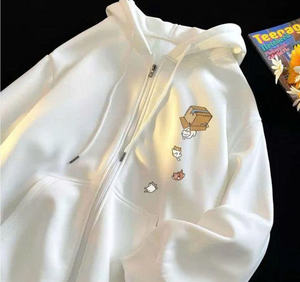 Sweat à capuche zippé avec motif papillon foncé, style streetwear, coupe ample, veste en polaire confortable, mode tendance pour les jeunes, vêtements décontractés au quotidien - Product Image 2