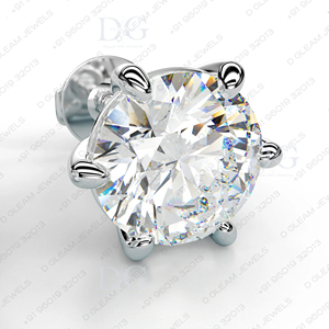 Classic 6 Prong Moissanite <b>Stud</b> <b>Earrings</b> Women's Trendy Rose White Gold 2ct Engagement Wedding Anniversary Party Christian - Product Image 4