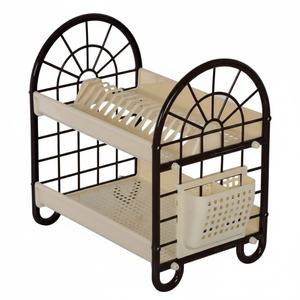 ANAX Étagère à vaisselle autoportante en plastique brun à 2 niveaux pour la cuisine, qualité supérieure, plastique vierge, design durable - Product Image 1