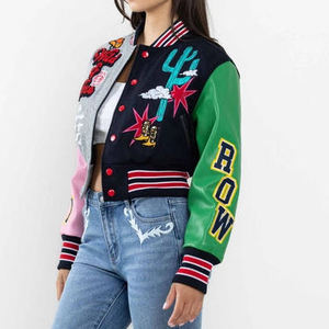 แจ็กเก็ตสตรีทไฮสตรีทช์แบบครอปสไตล์มหาวิทยาลัยเสื้อแจ็คเก็ตเบสบอล - Product Image 6