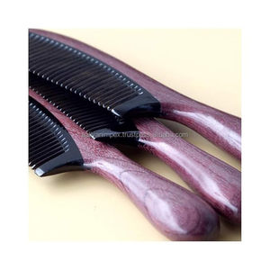 Peignes à cheveux en corne classique Peigne à manche en bois naturel Peigne en corne de buffle en bois de santal violet Pas de statique pour hommes et femmes - Product Image 2