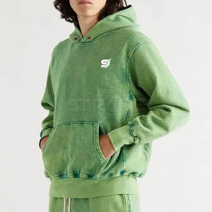 Sweat à capuche délavé à l'acide, vente directe d'usine 2025, logo personnalisé, uni, 100% coton, hiver, haute qualité, écologique, sweat à capuche pour hommes - Product Image 1