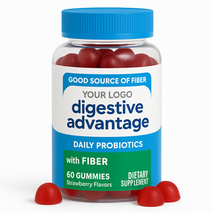 Probiotik Gummy Vegan Organik Bebas Gluten Harga Terbaik untuk Kesehatan Usus Dewasa, 60 Butir, Bersertifikat GMP, Keuntungan Pencernaan - Product Image 1