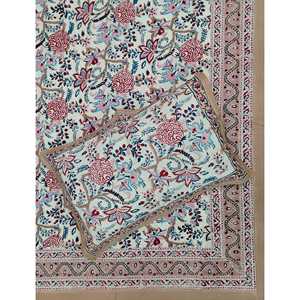 Hand Block Printed 100% Cotton King Size Double Bedsheet with Pillow Cover Floral Pattern <b>Comforter</b> <b>Set</b> 3-Piece <b>Set</b> for Home Use - Product Image 1