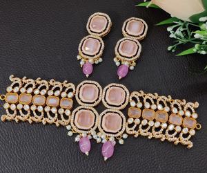 Monalisa Cutting Stone Moissanite polki Necklace <b>Set</b> Monalisa <b>Beads</b> Premium Quality <b>Set</b> Ideal For Party Wear, Festive Occasions - Product Image 3